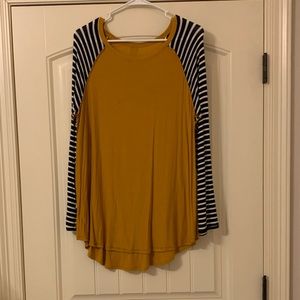 Mustard and navy top